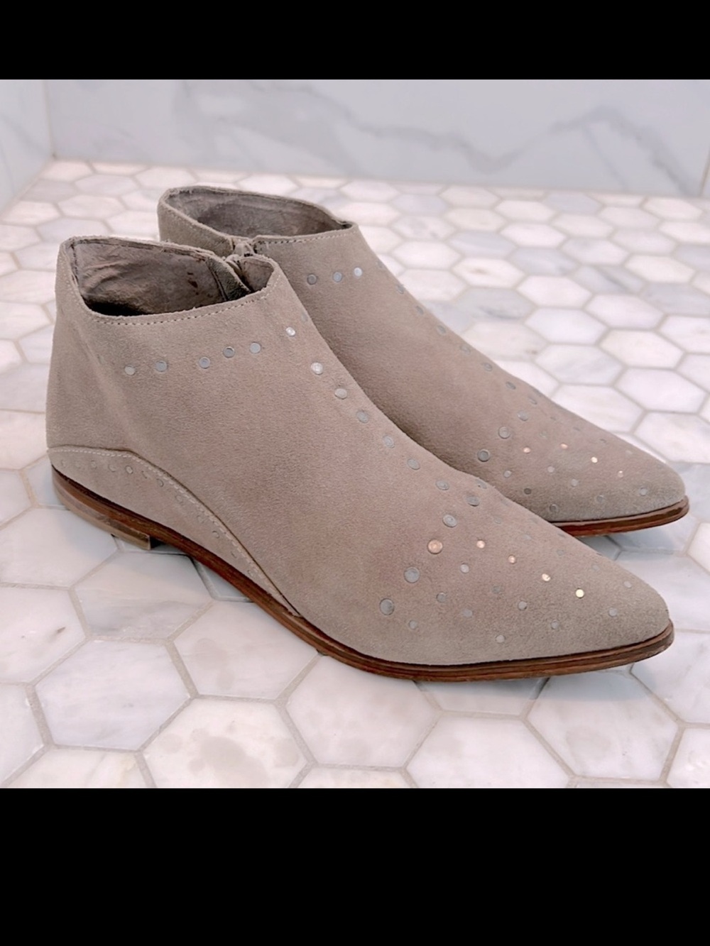 Free People Aquarian Distressed Ankle Boots Taupe Leather Booties Women’s 8